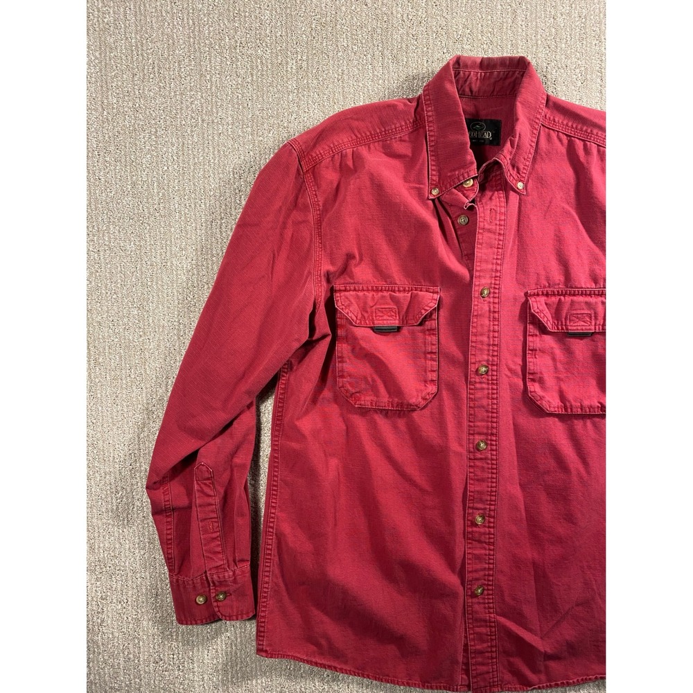 REDHEAD Mens Red Long Sleeve Button Up Shirt Casual Outdoor Size M - Picture 3 of 8